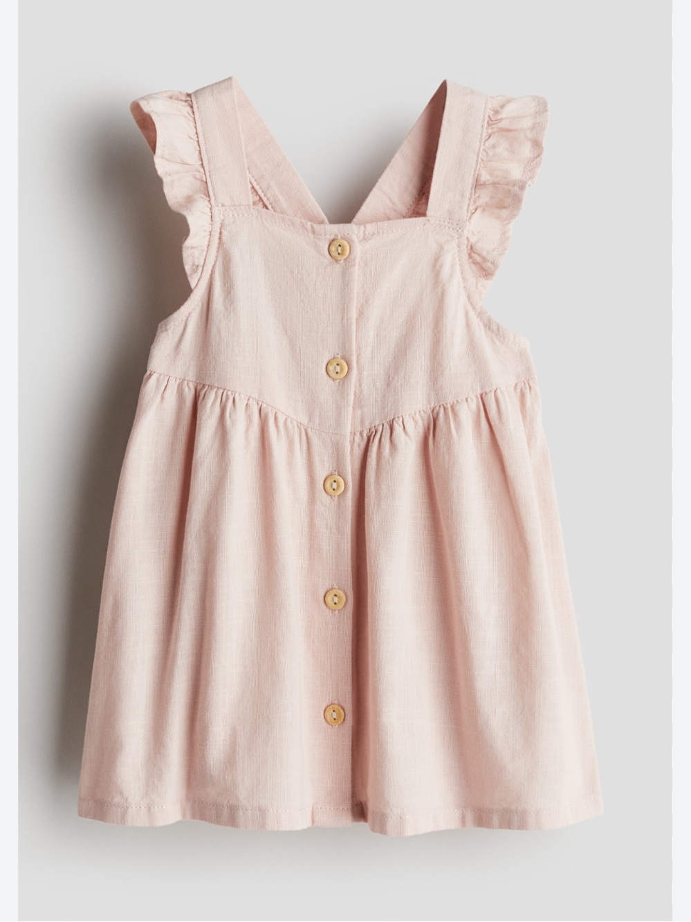 H&M FLOUNCE-TRIMMED COTTON DRESS Dusty Pink